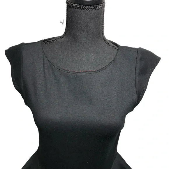 Alice + Olivia Dress Peplum Cap Sleeve Black Size 8 - Picture 5 of 10